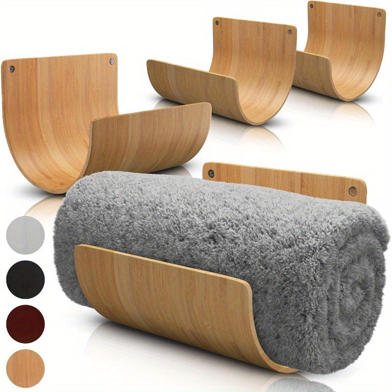 Bamboo Towel Rack Set of 4 Wooden Bathroom Accessories