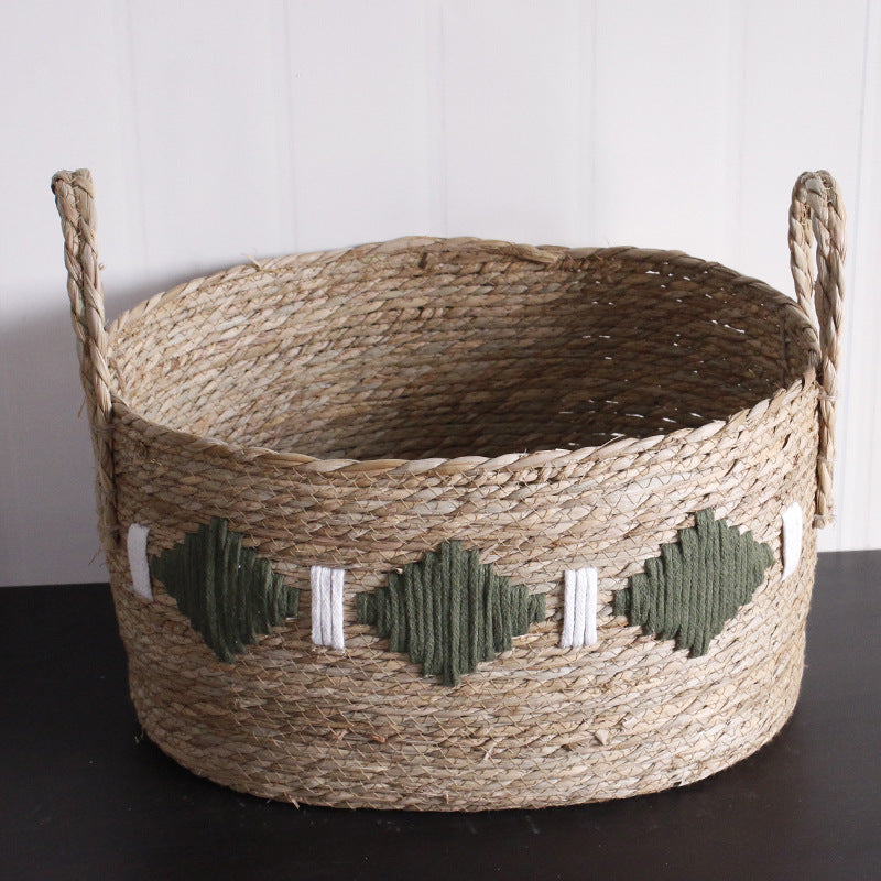 Handmade Woven Rattan Storage Basket Laundry Hamper Straw Basket