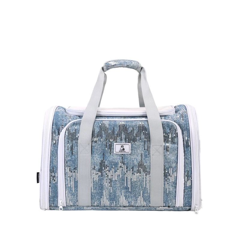 Denim Sequin Expandable Pet Carrier