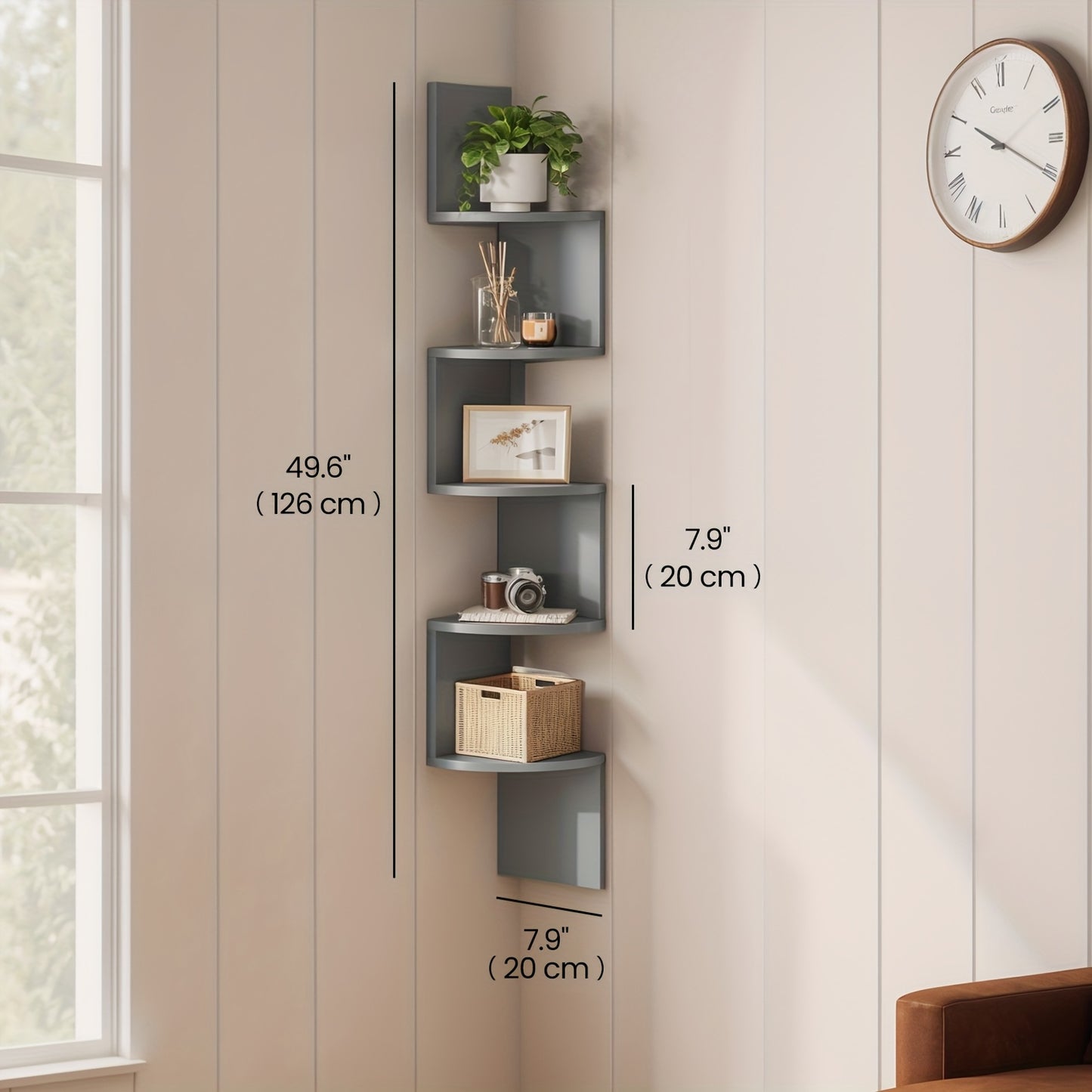 5-Tier Wall-Mounted Corner Shelf Organizer