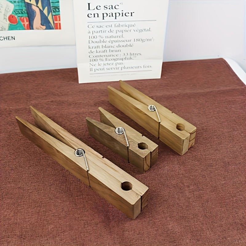 Set Of 3, Rustic Wooden Hooked Towel Rack - Wall Mounted
