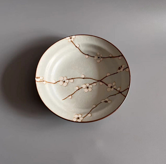 Japanese Handmade Ceramic Underglaze Plate Collection