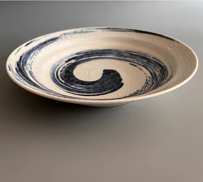 Japanese Handmade Ceramic Underglaze Plate Collection