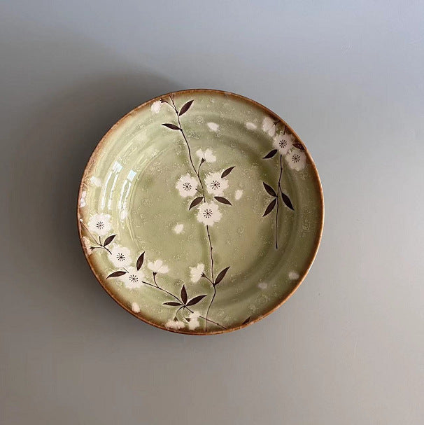 Japanese Handmade Ceramic Underglaze Plate Collection