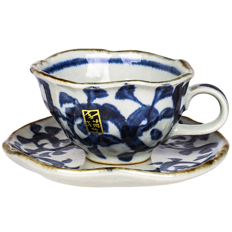 Japanese Hand-Painted Ceramic Cup and Saucer Set