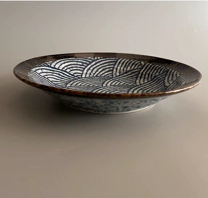 Japanese Handmade Ceramic Underglaze Plate Collection