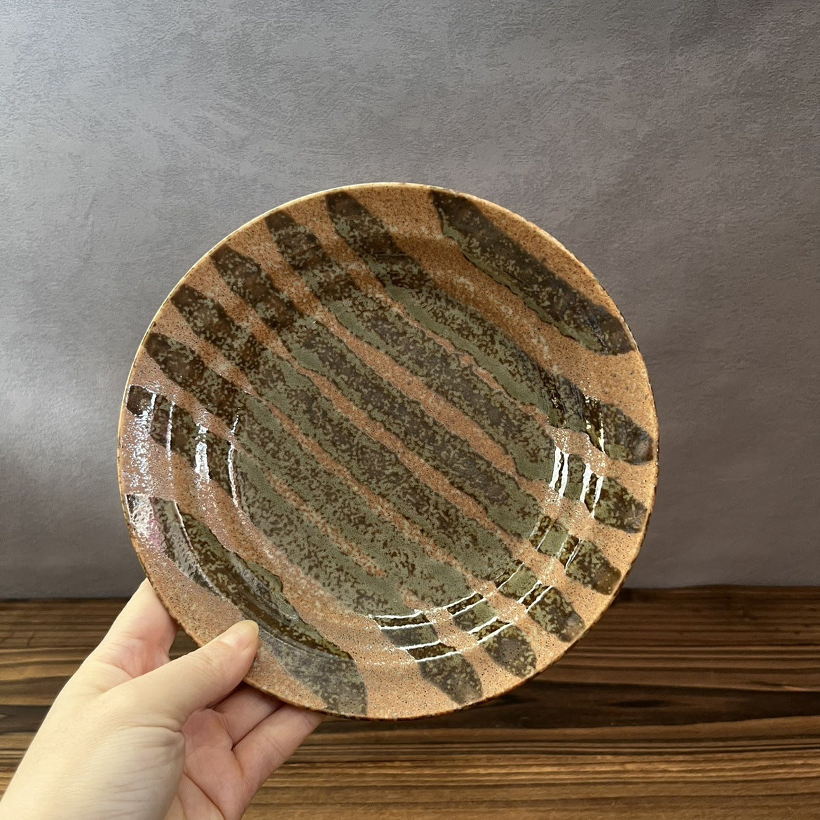 Japanese Handmade Ceramic Underglaze Plate Collection