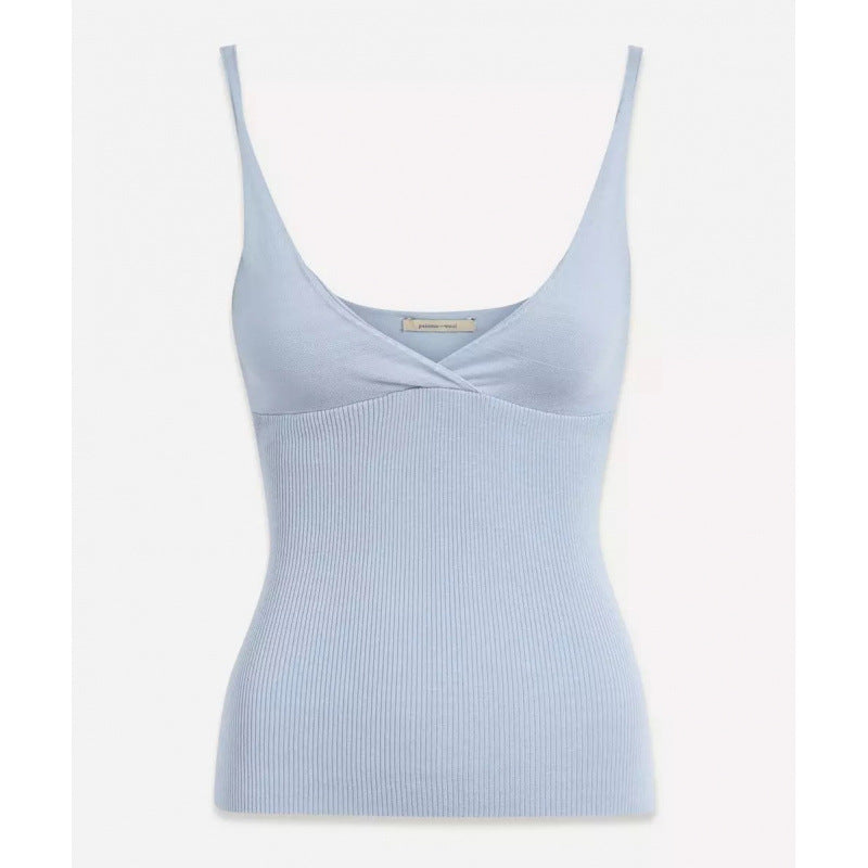 Linen Ribbed Cropped Tank Top
