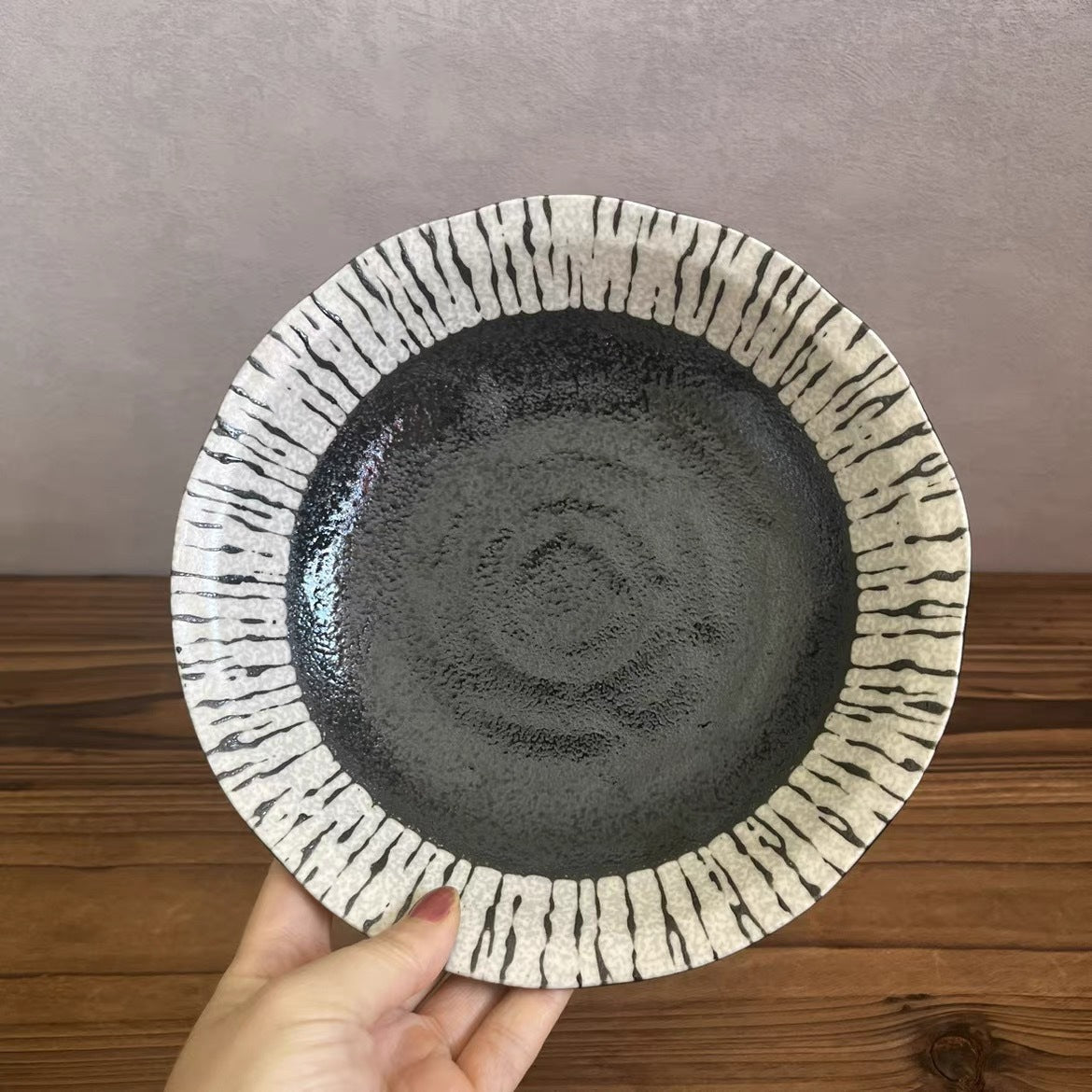 Japanese Handmade Ceramic Underglaze Plate Collection