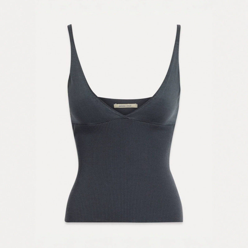 Linen Ribbed Cropped Tank Top