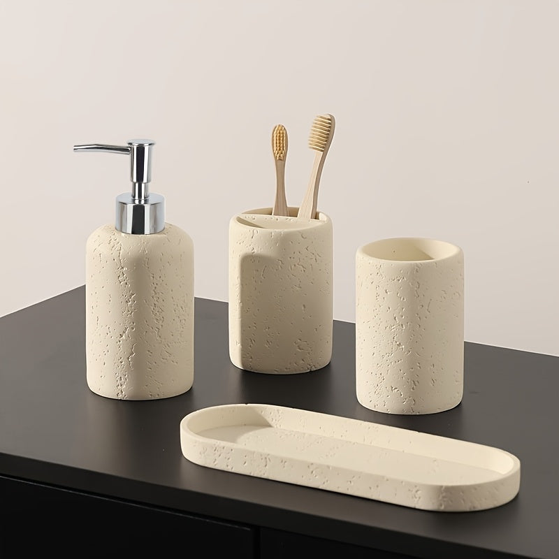 4PCS Modern Beige Bathroom Accessory Set