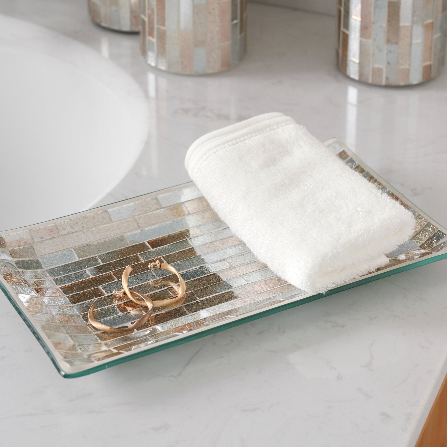 Decorative Mosaic Glass Bathroom Accessories Set 5PCs