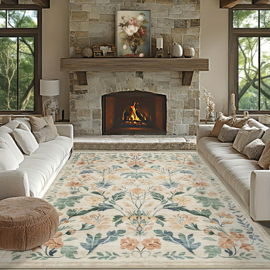 Lagre Boho Living Room Mat Soft Anti-Skid Thin Mat