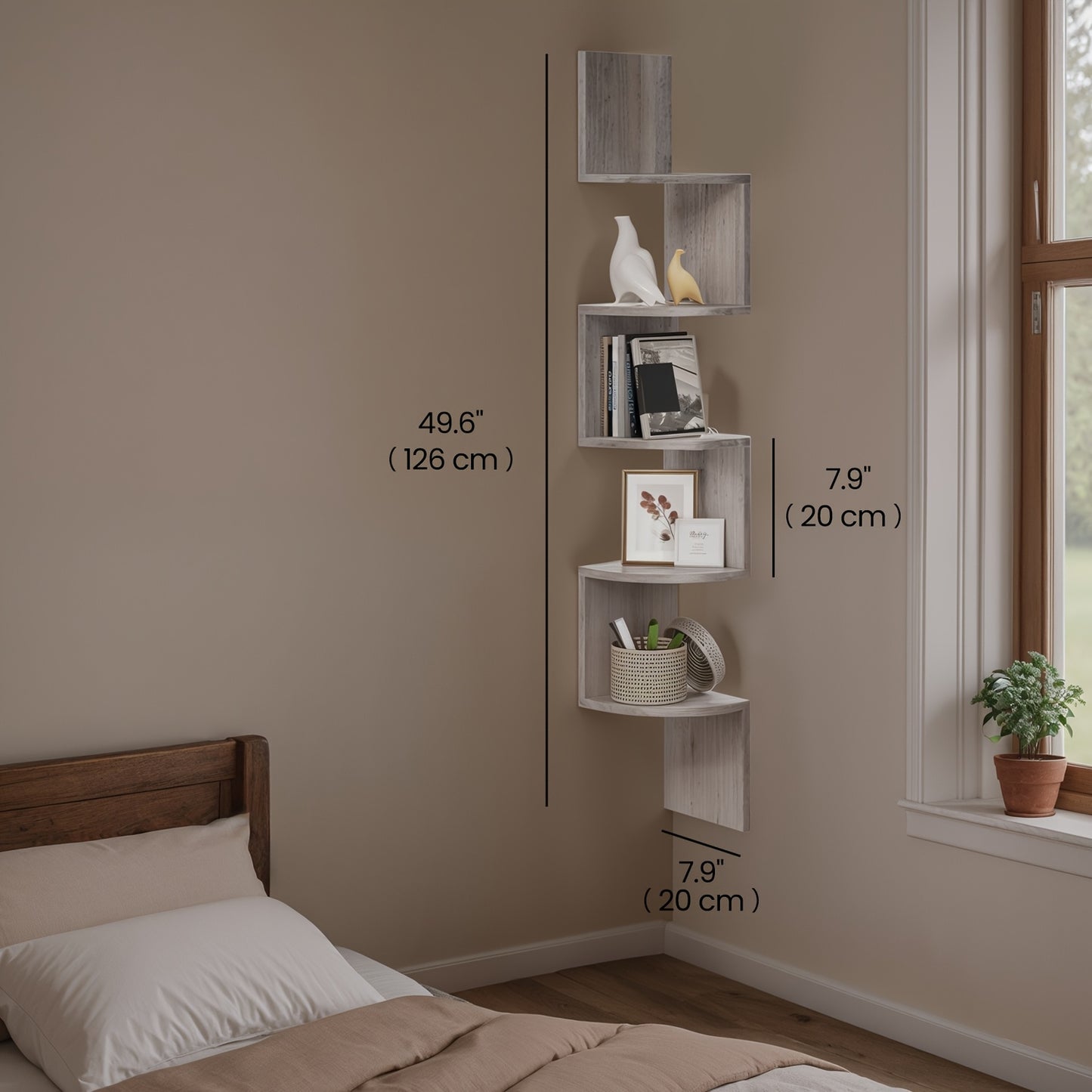 5-Tier Wall-Mounted Corner Shelf Organizer